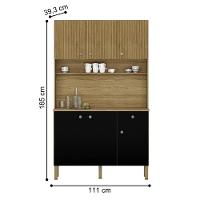 Cozinha C/ Portas E Gavetas Lusso Freijó / Nero / Ripado - 3