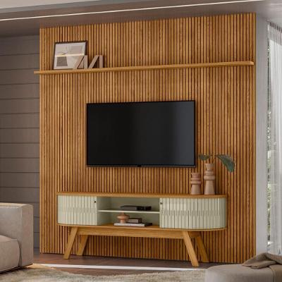 Conjunto New Laguna Painel Com Prateleira Aparador Rack Cumaru/opala