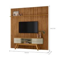 Conjunto New Laguna Painel Com Prateleira Aparador Rack Cumaru/opala - 3