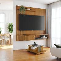 Conjunto Aurora Painel C/ Bancada Suspensa E Mesa De Centro Frizz Cumaru/opala - 1