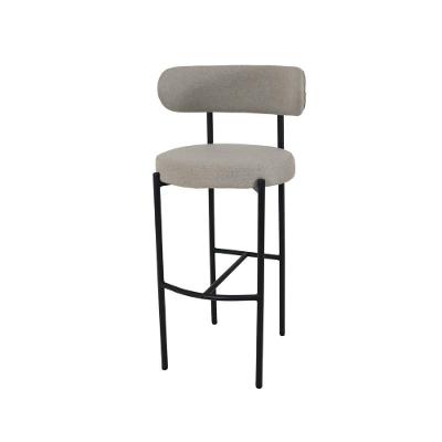Banqueta Alta Camelia Estofada Linho Cinza Com Encosto Para Cozinha Sala Balcão E Área Gourmet Cinza