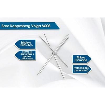 Sala de Jantar Completa Volga c/ Tampo Vidro 150cm + 6 Cadeiras Lisboa Cromado/Courano Marrom - Kappesberg