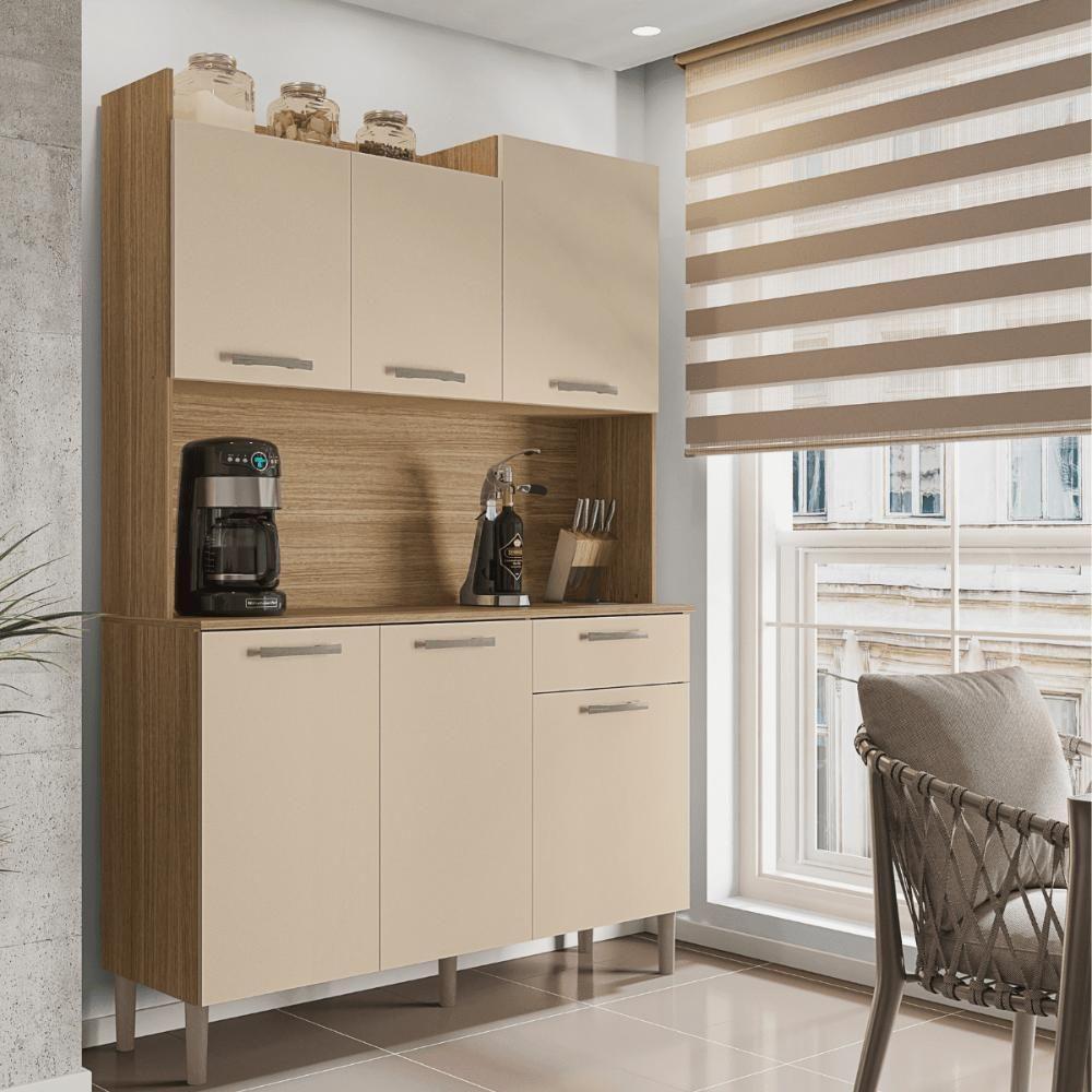 Conjunto Cozinha C/ Portas E Gavetas Verona Freijó / Vanilla - 1
