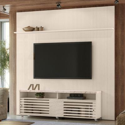 Conjunto Frizz Painel C/ Rack E Rodízios New Prestige Calacata/off-white