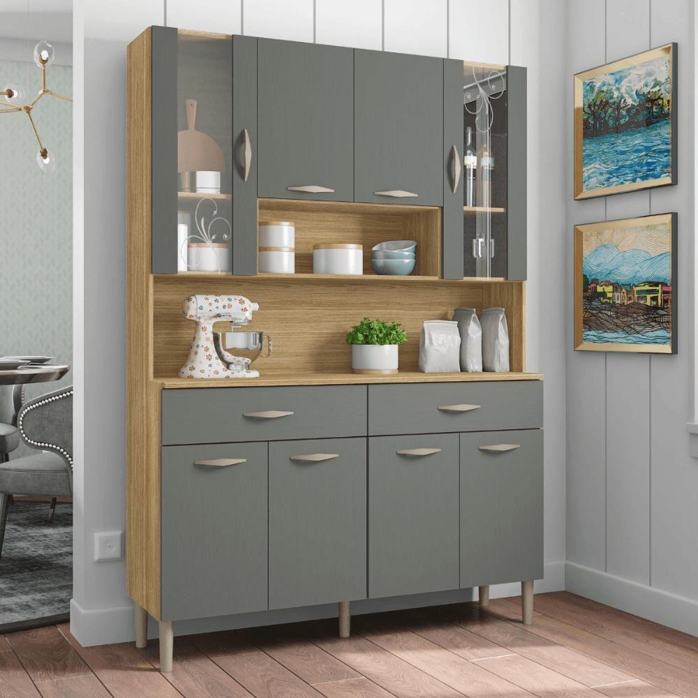 Kit Cozinha 8 Portas E Gavetas Savona Freijó / Gris - 1