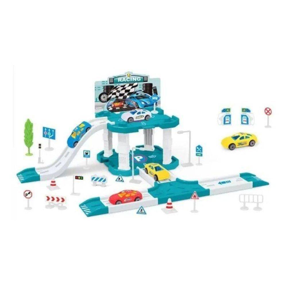 Pista Com Estacionamento De Brinquedo Garagem Com 40 Peças - 6