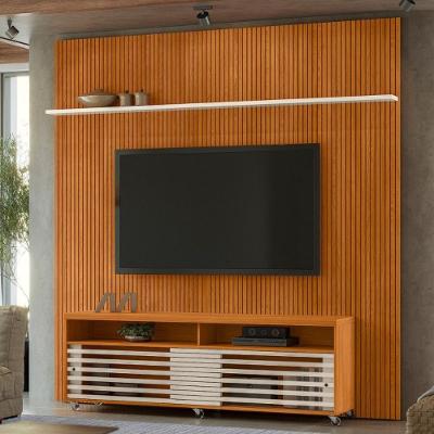 Conjunto Frizz Painel C/ Rack E Rodízios New Prestige Cinamomo/off-white