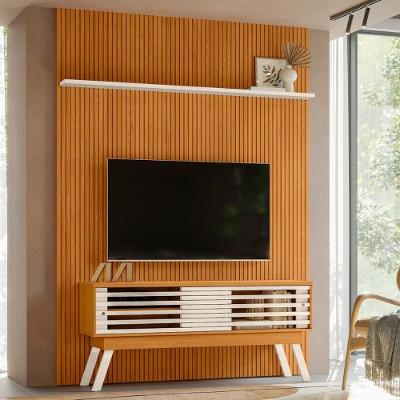 Conjunto Frizz Painel C/ Rack E Rodízios New Premium Cinamomo/off-white