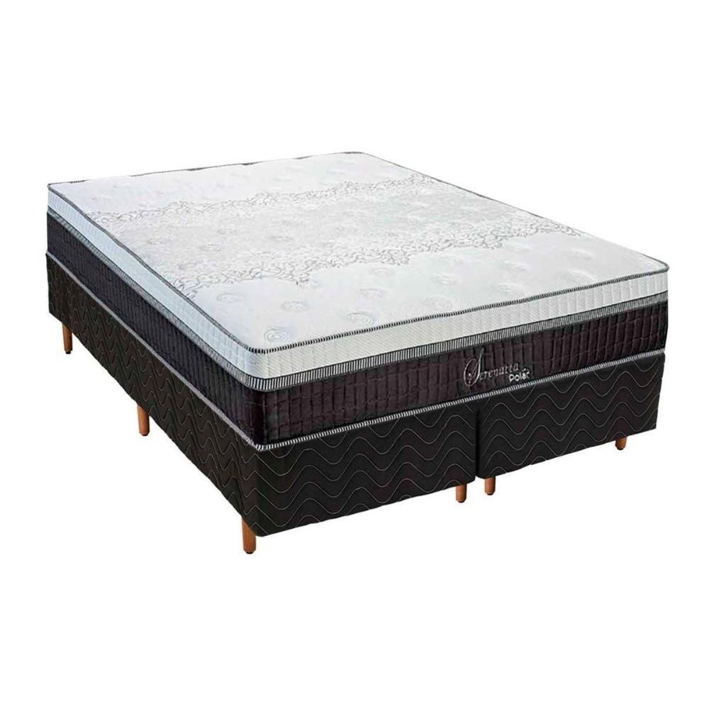 Cama Box Queen: Colchão Molas Polar Superlastic Serenatta + Base CRC Rústico Black(158x198) - 1