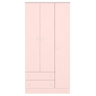 Guarda Roupa Infantil Solteiro Doce Sonho 3 Portas 2 Gavetas Rosa Acetinado MDP