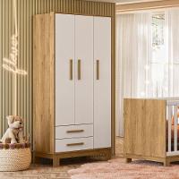 Guarda-roupa 3 Portas 2 Gavetas Encanto Slim Freijo Toq/branco Acetinado - 1