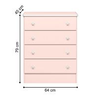 Cômoda 4 Gavetas Doce Sonho Rosa Acetinado - 3