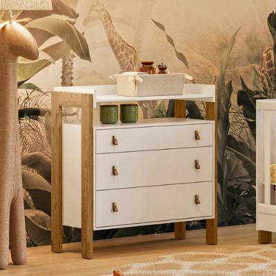 Cômoda 3 Gavetas Com Nicho Fantasia Branco Acetinado
