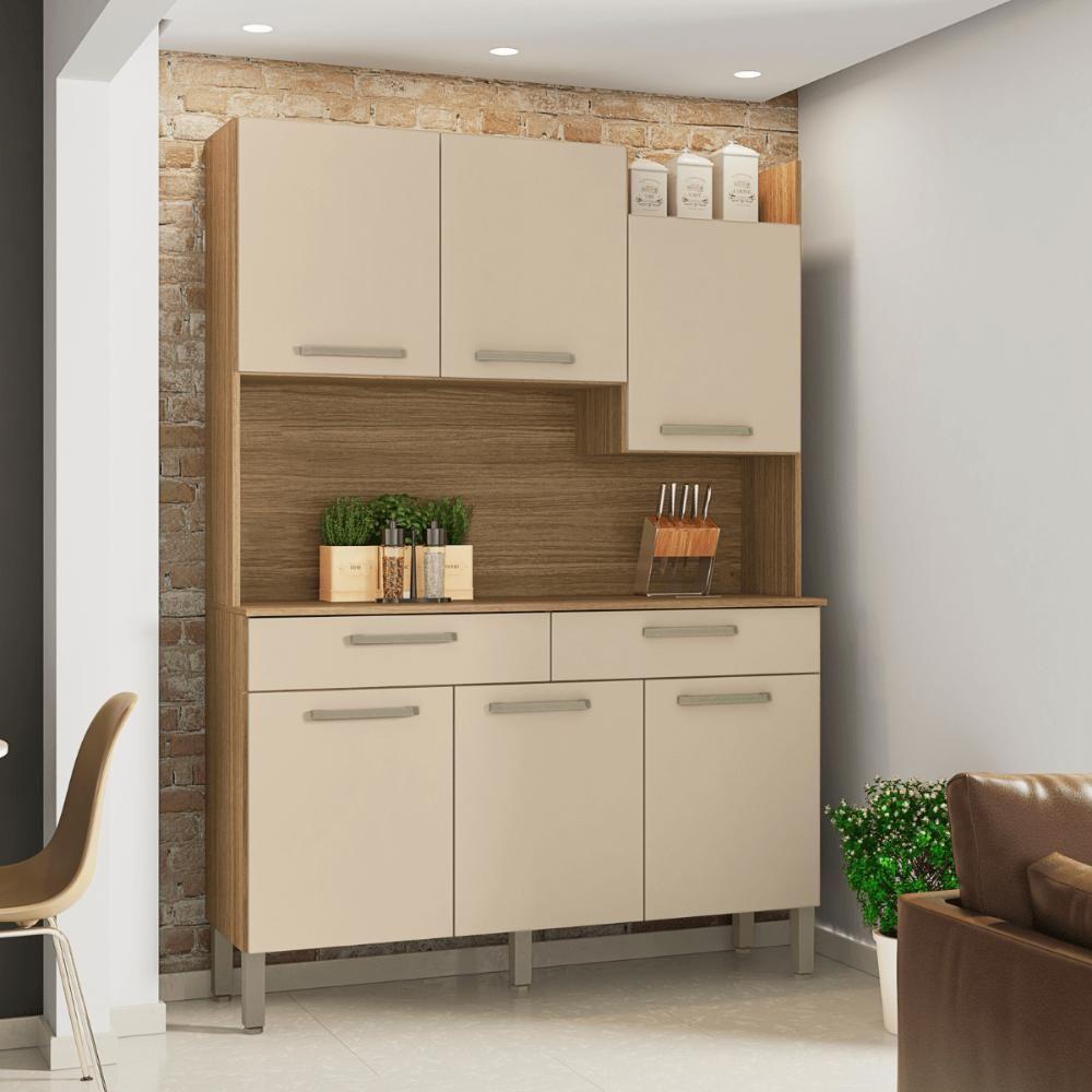 Conjunto Cozinha 6 Portas E Gavetas Torino Freijó / Vanilla - 1