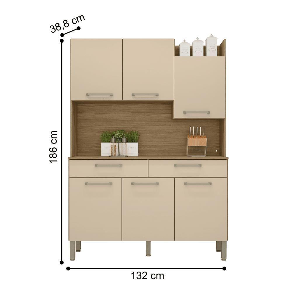 Conjunto Cozinha 6 Portas E Gavetas Torino Freijó / Vanilla - 3
