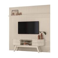 Conjunto New Laguna Painel Com Prateleira Aparador Rack Calacata/off-white - 2