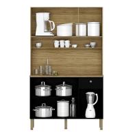 Cozinha C/ Portas E Gavetas Style Freijó / Nero / Ripado - 4