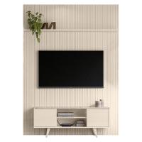 Conjunto New Panorama Painel Com Prateleira E Rack Calacata/off-white - 2
