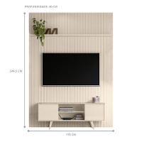 Conjunto New Panorama Painel Com Prateleira E Rack Calacata/off-white - 3