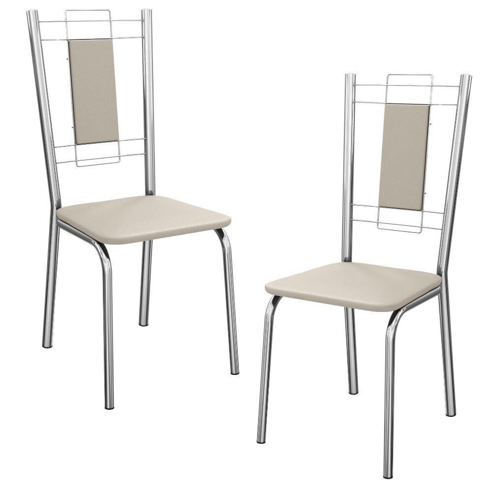 Kit 2 Cadeiras Cromada Sala Jantar 2c005cr Corino Kappesberg Nude - 1