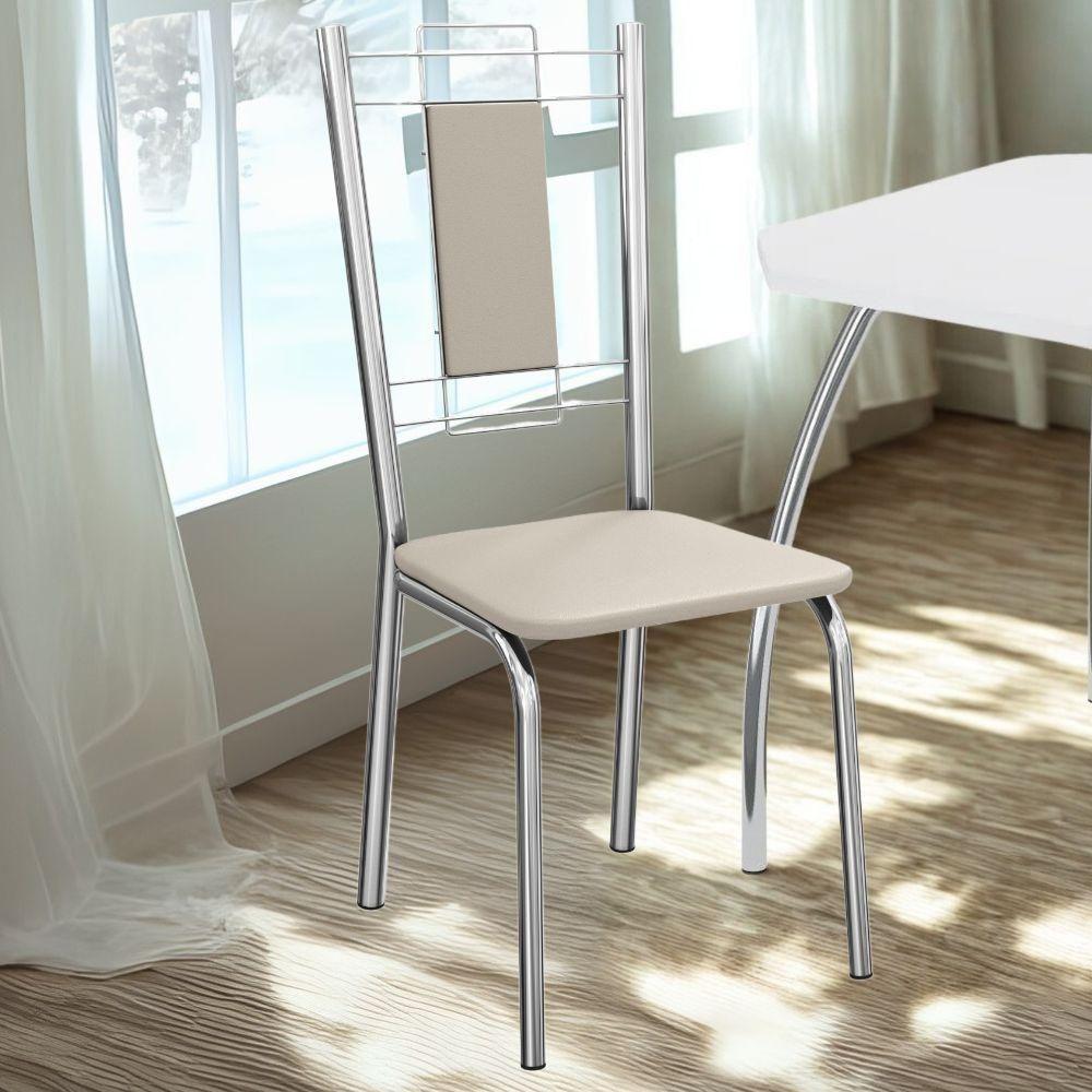Kit 2 Cadeiras Cromada Sala Jantar 2c005cr Corino Kappesberg Nude - 2