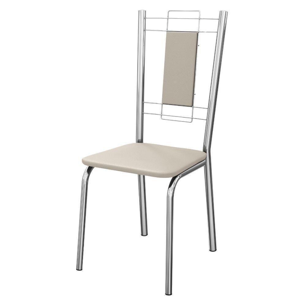 Kit 2 Cadeiras Cromada Sala Jantar 2c005cr Corino Kappesberg Nude - 4
