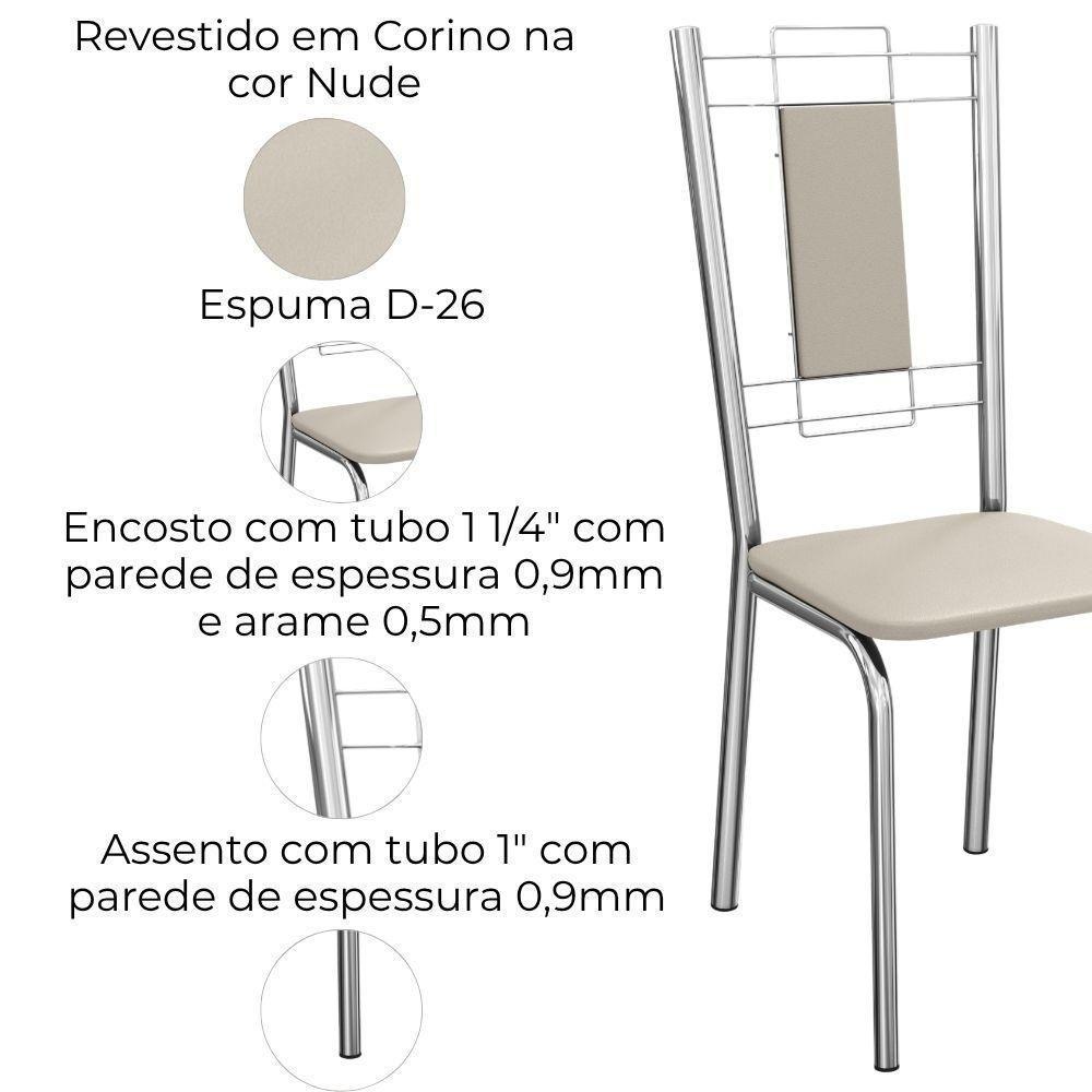 Kit 2 Cadeiras Cromada Sala Jantar 2c005cr Corino Kappesberg Nude - 5