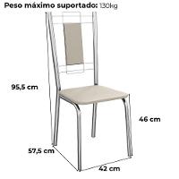 Kit 2 Cadeiras Cromada Sala Jantar 2c005cr Corino Kappesberg Nude - 3