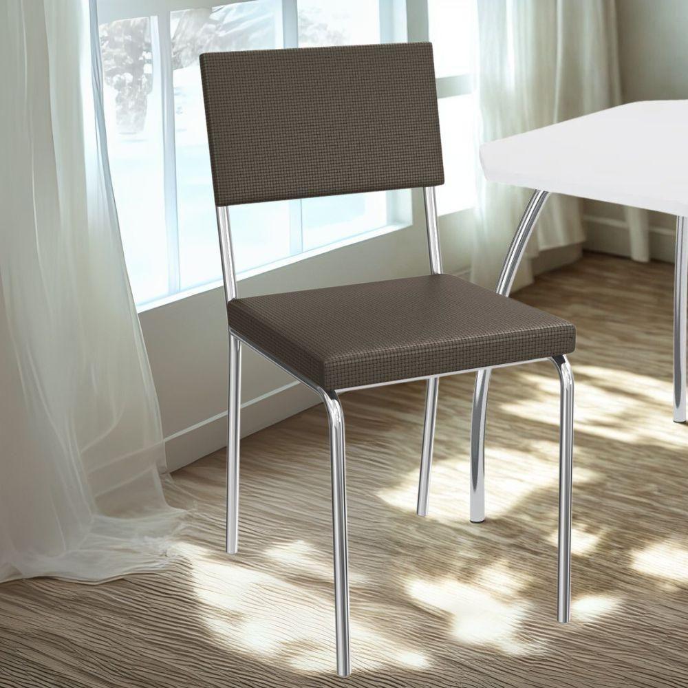 Kit 2 Cadeiras Cromada Sala Jantar 2c128cr Corino Kappesberg Marrom - 2