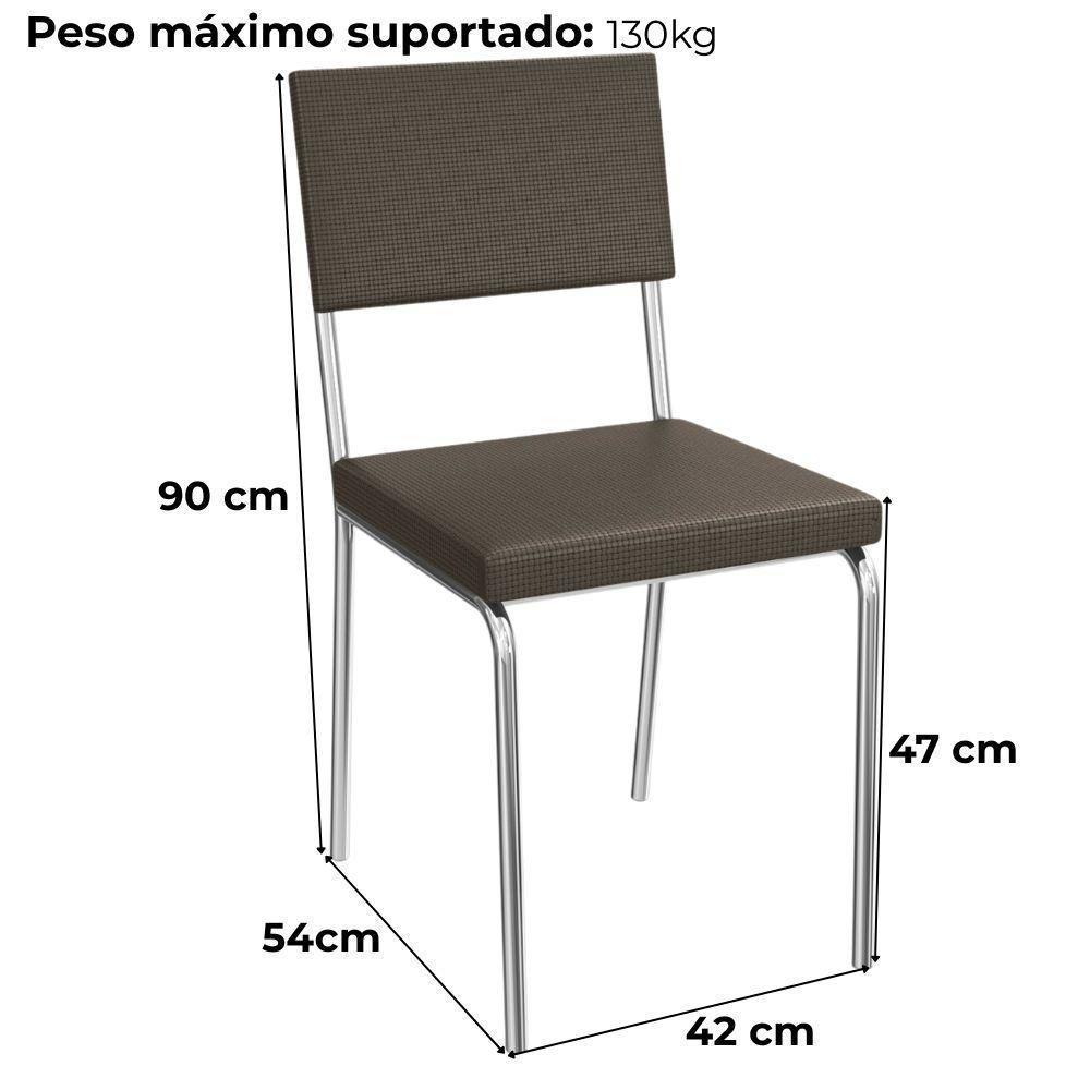 Kit 2 Cadeiras Cromada Sala Jantar 2c128cr Corino Kappesberg Marrom - 3