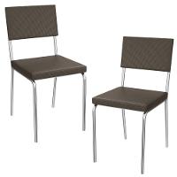 Kit 2 Cadeiras Cromada Sala Jantar 2c128cr Corino Kappesberg Marrom - 1