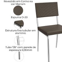 Kit 2 Cadeiras Cromada Sala Jantar 2c128cr Corino Kappesberg Marrom