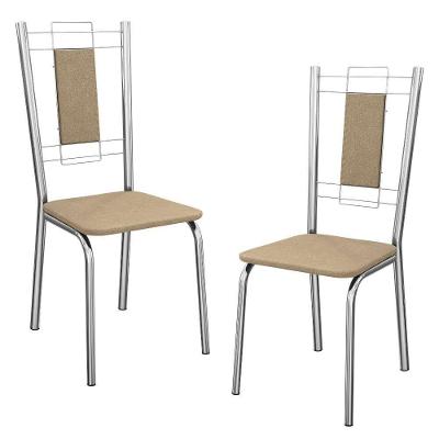 Kit 2 Cadeiras Cromada Sala Jantar 2c005cr Corino Kappesberg Capuccino