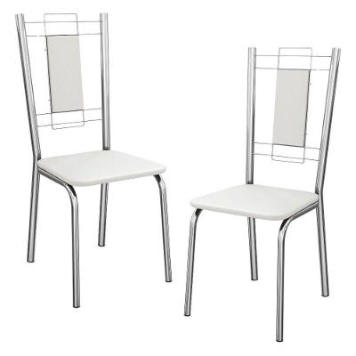 Kit 2 Cadeiras Cromada Sala Jantar 2c005cr Corino Kappesberg Branco