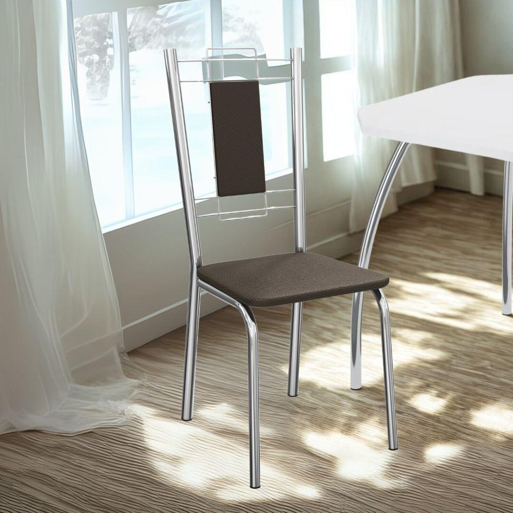 Kit 2 Cadeiras Cromada Sala Jantar 2c005cr Corino Kappesberg Marrom - 2