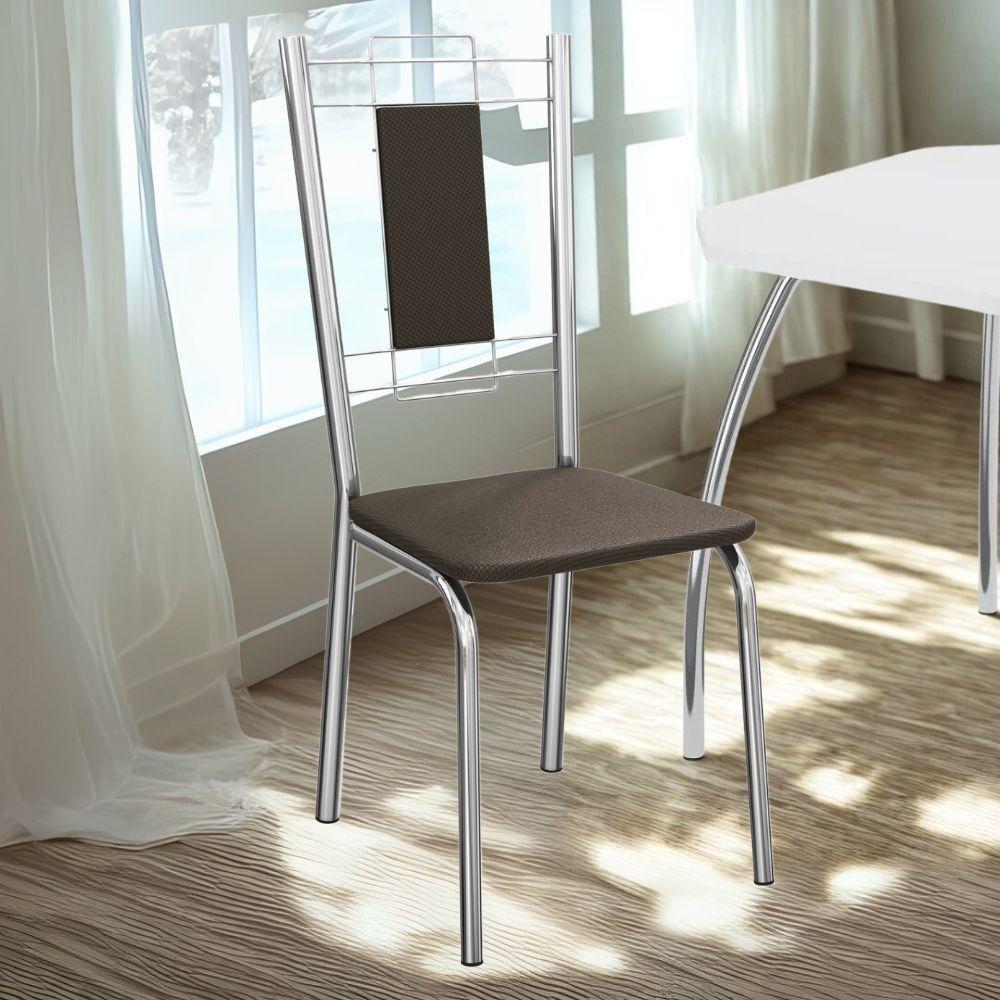 Kit 2 Cadeiras Cromada Sala Jantar 2c005cr Corino Kappesberg Marrom - 3