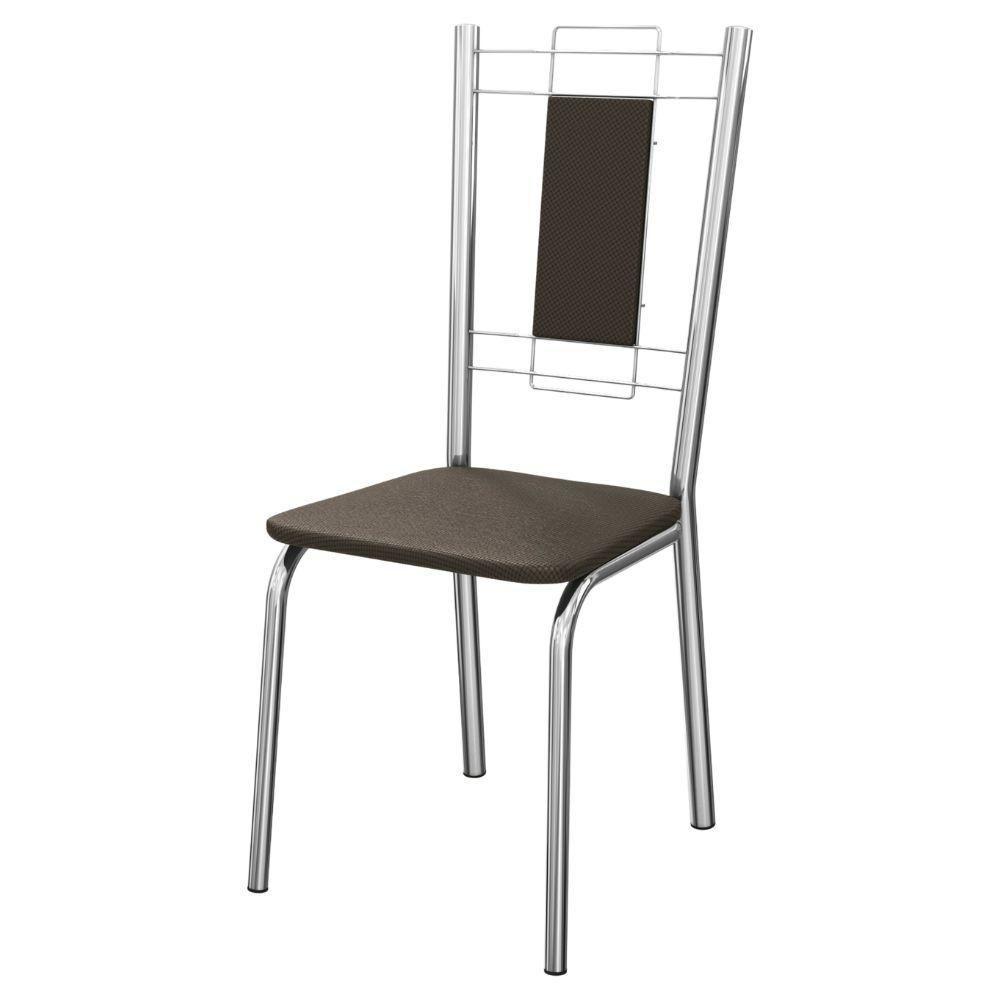 Kit 2 Cadeiras Cromada Sala Jantar 2c005cr Corino Kappesberg Marrom - 6