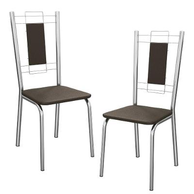 Kit 2 Cadeiras Cromada Sala Jantar 2c005cr Corino Kappesberg Marrom