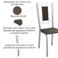 Kit 2 Cadeiras Cromada Sala Jantar 2c005cr Corino Kappesberg Marrom - 5
