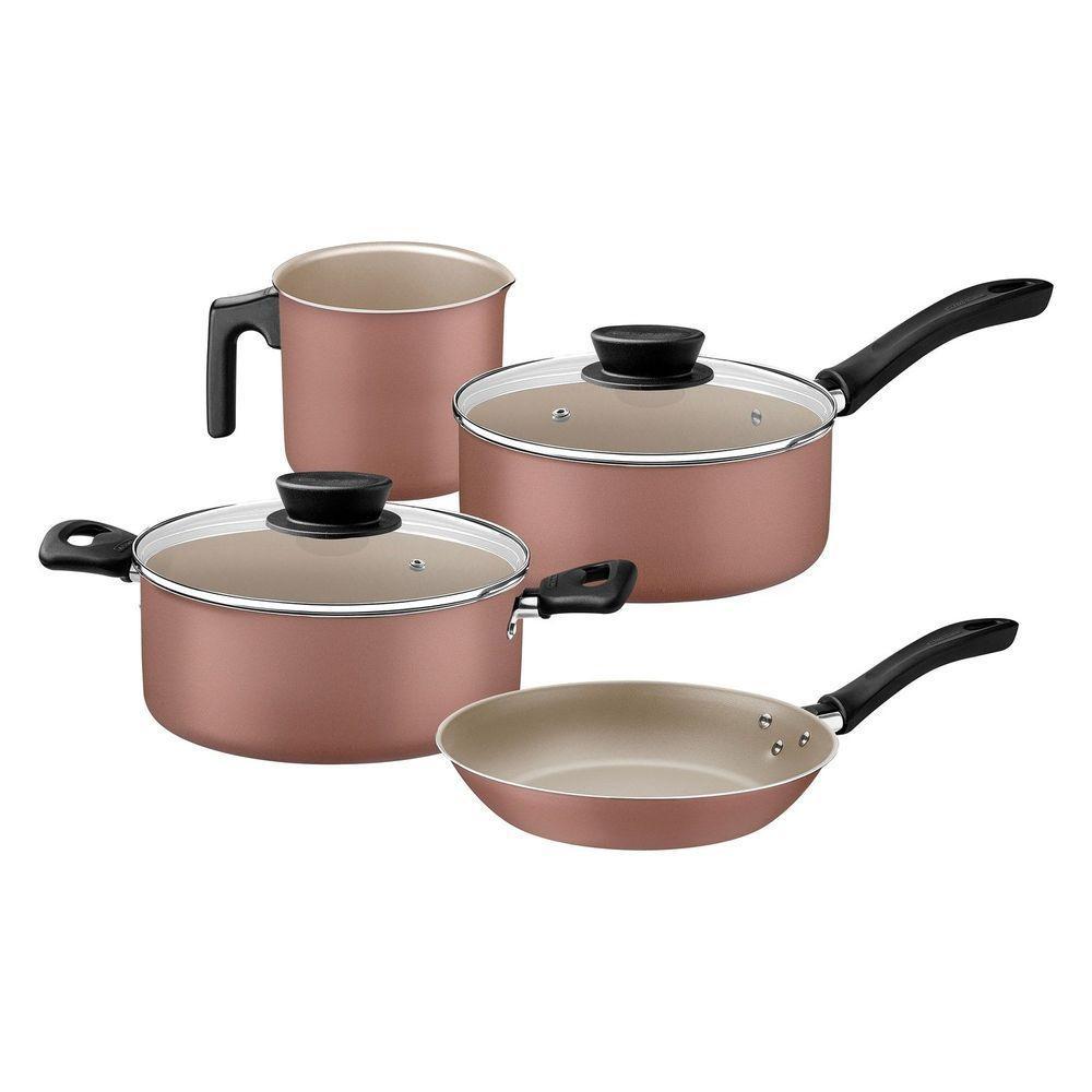 Jogo De Panelas Tramontina Linz Em Alumínio Antiaderente Starflon Max Mocaccino 4 Peças Tramontina - 1