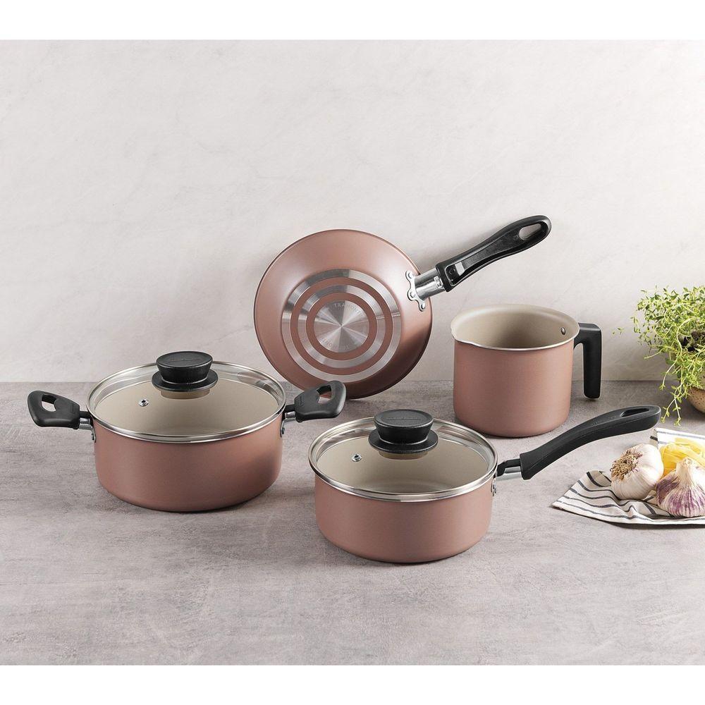 Jogo De Panelas Tramontina Linz Em Alumínio Antiaderente Starflon Max Mocaccino 4 Peças Tramontina - 2