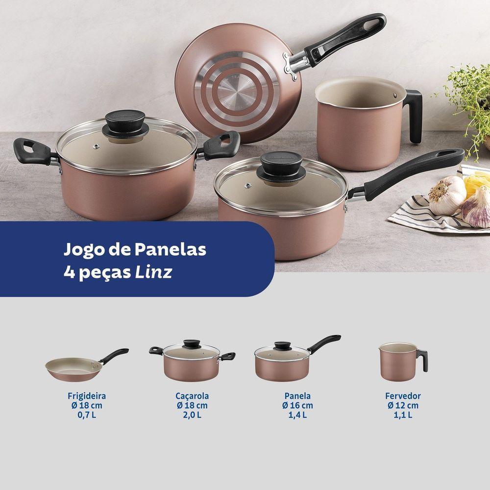 Jogo De Panelas Tramontina Linz Em Alumínio Antiaderente Starflon Max Mocaccino 4 Peças Tramontina - 6