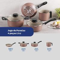 Jogo De Panelas Tramontina Linz Em Alumínio Antiaderente Starflon Max Mocaccino 4 Peças Tramontina - 6