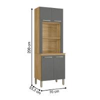 Paneleiro Duplo Forno Sem Gaveteiro Lapis Freijó Gris - 3