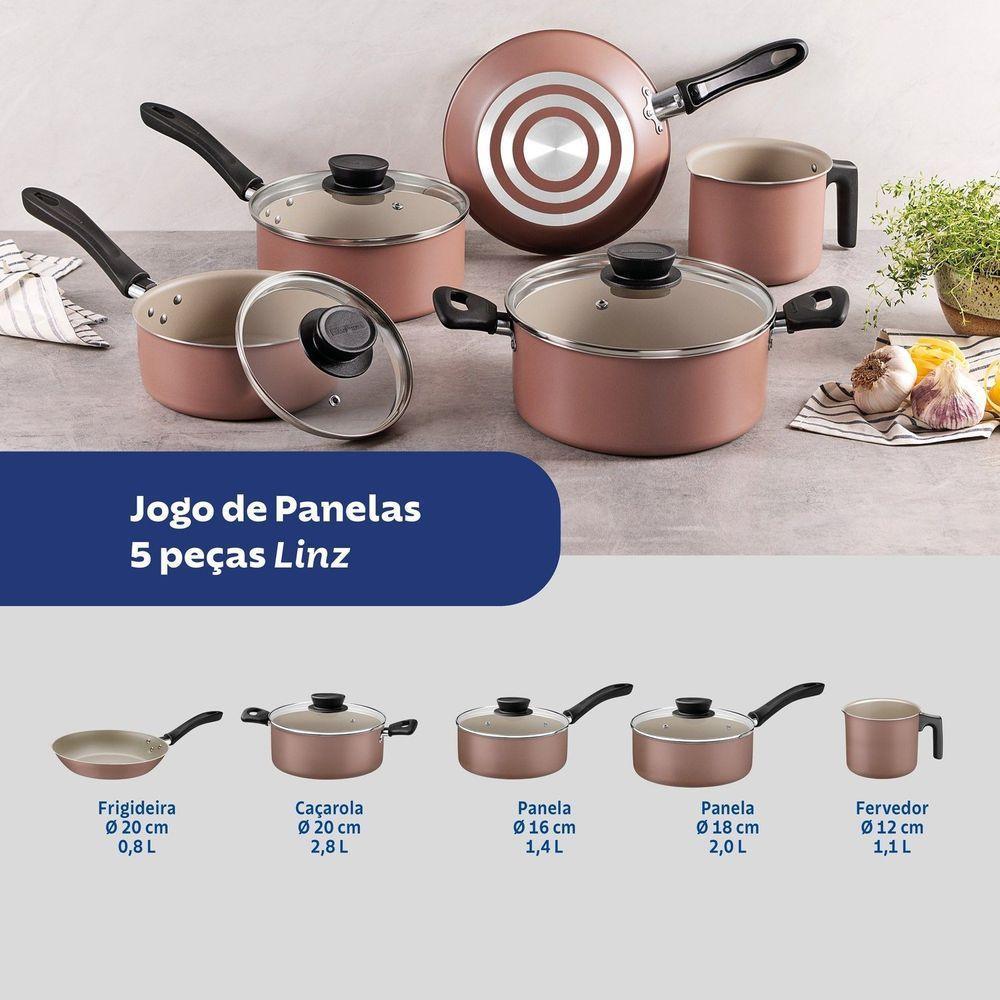 Jogo De Panelas Tramontina Linz Em Alumínio Antiaderente Starflon Max Mocaccino 5 Peças Tramontina - 7