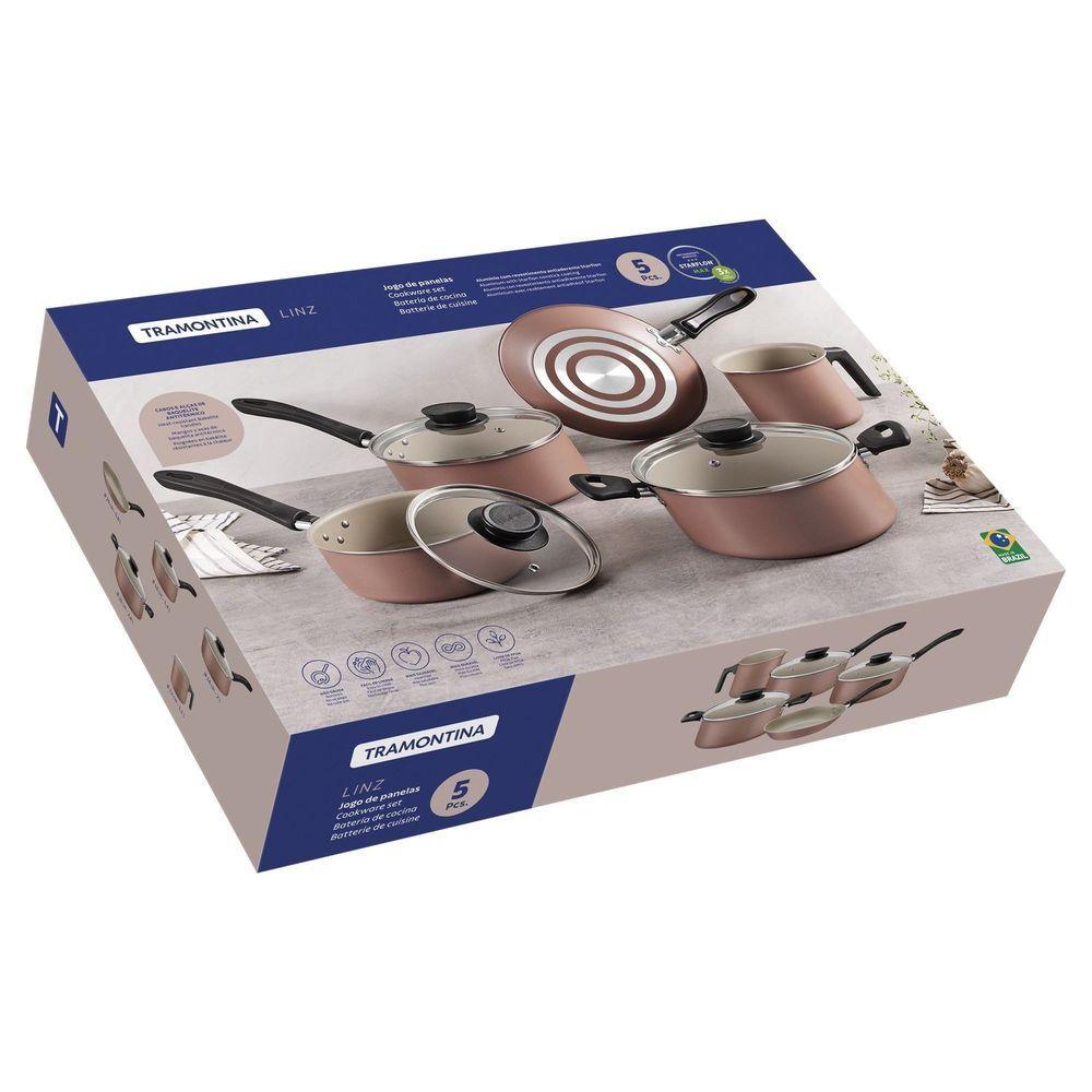 Jogo De Panelas Tramontina Linz Em Alumínio Antiaderente Starflon Max Mocaccino 5 Peças Tramontina - 10