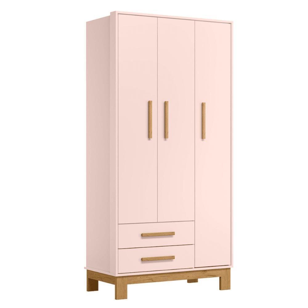 Guarda-roupa 3 Portas 2 Gavetas Encanto Slim Rosa Acetinado - 2
