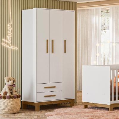 Guarda-roupa 3 Portas 2 Gavetas Encanto Slim Branco Acetinado