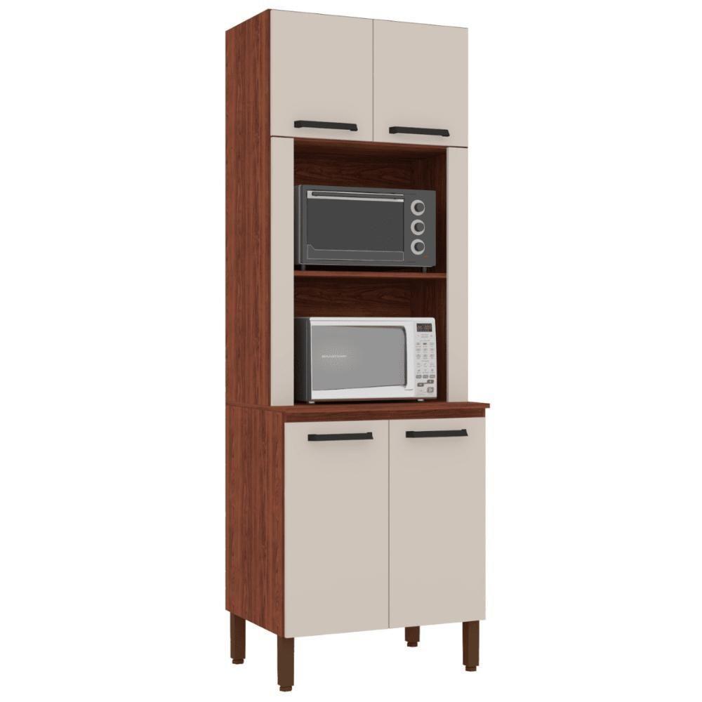 Paneleiro Duplo Forno Sem Gaveteiro Lapis Nogueira Off White - 2