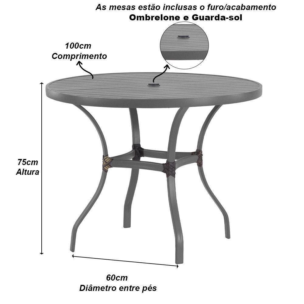 Mesa Com Tampo Ripado Alumínio Para Cozinha Trama Original Cinza - 3